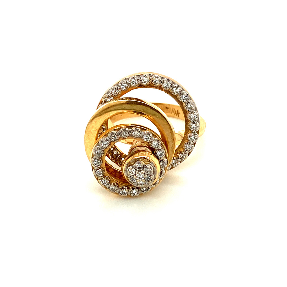 Diamond Ladies Motion Ring in 14K Yellow Gold