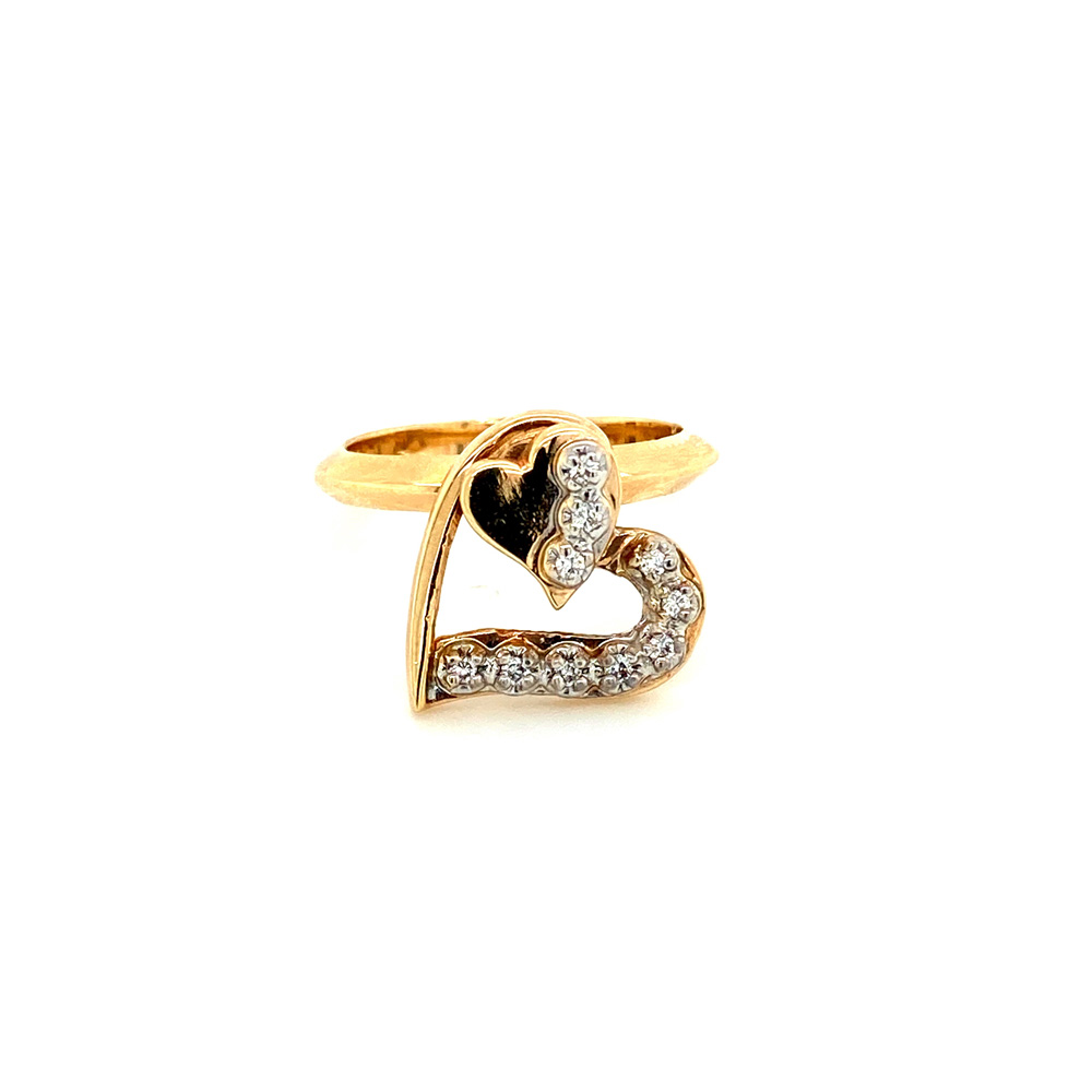 Diamond Heart Ladies Motion Ring in 14K Yellow Gold