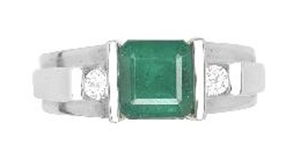 Emerald Ring in 18K White Gold