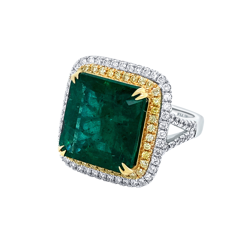 Emerald Ring in 18K Two Tone Gold