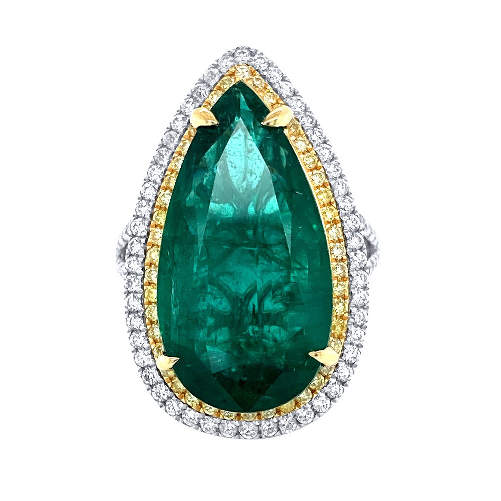 Emerald Ring in 18K Two Tone Gold