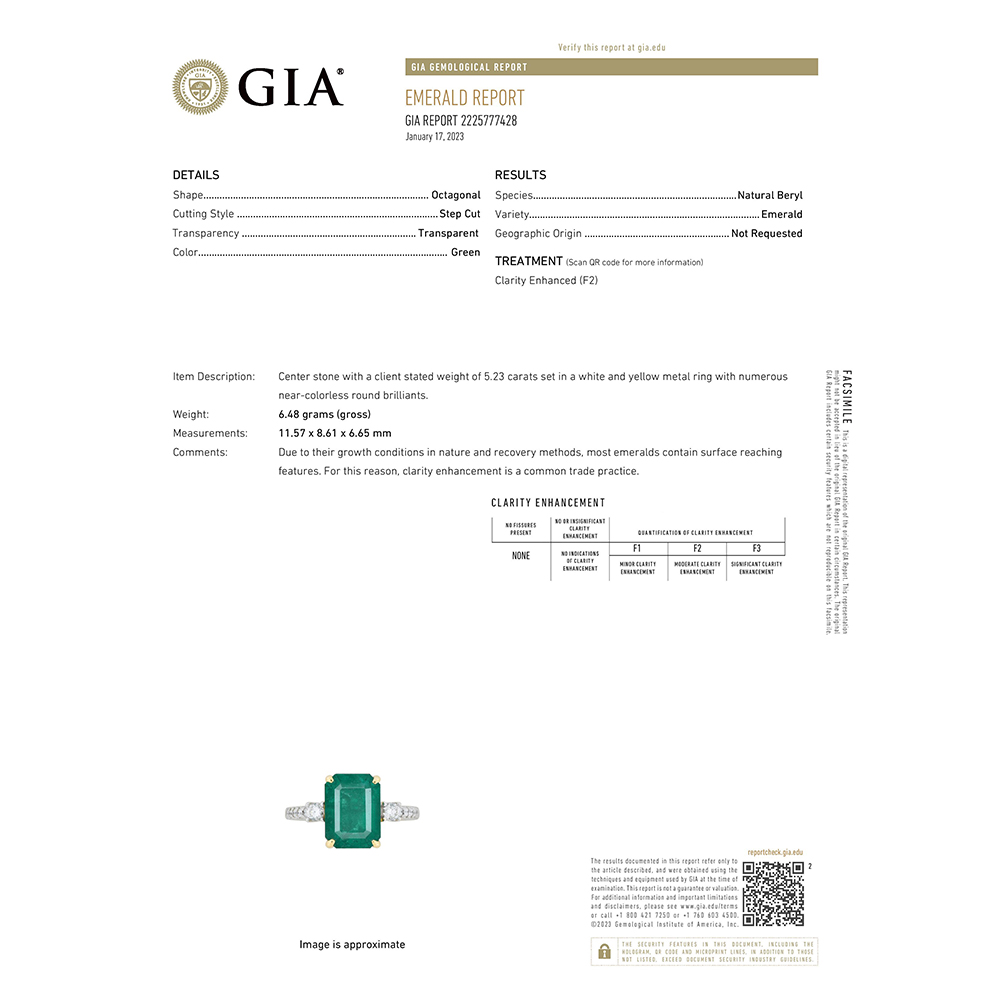 Emerald Ring in 14K Two Toned Gold