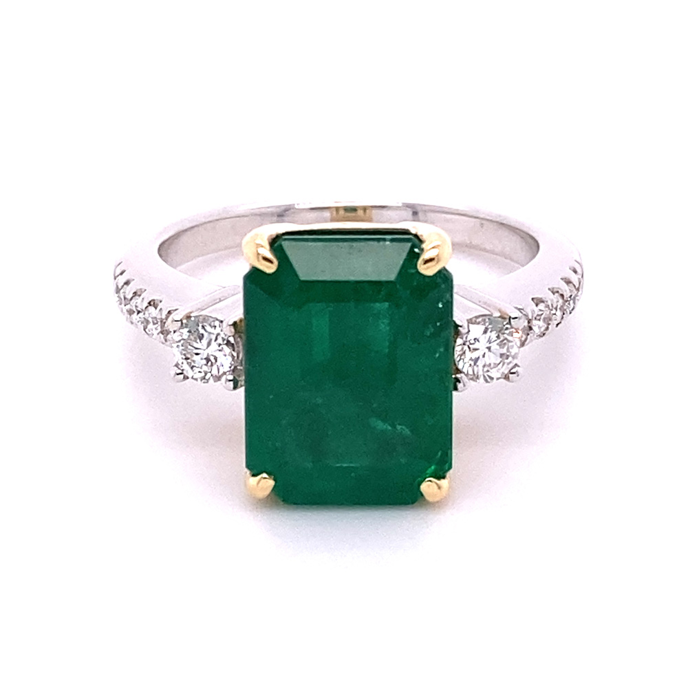 Emerald Ring in 14K Two Toned Gold