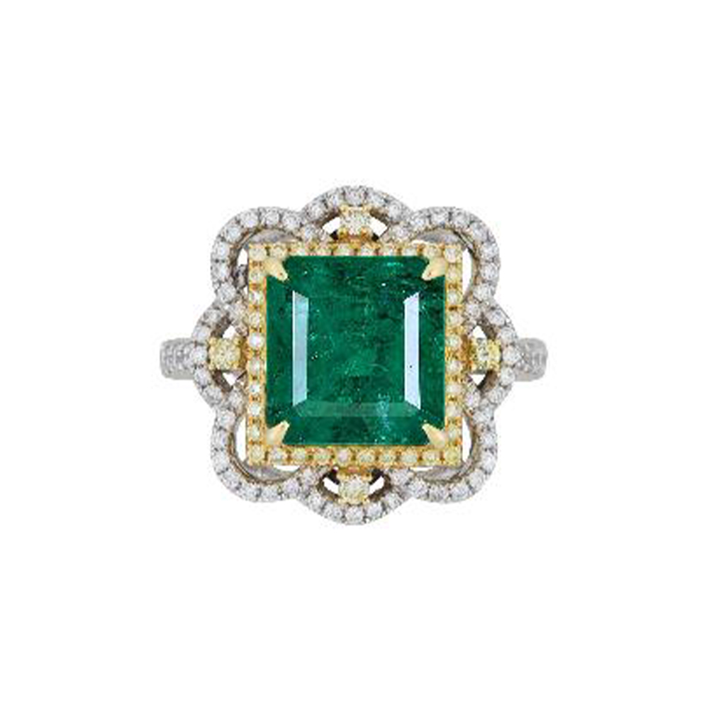 Emerald Ring in 18K Two Toned Gold