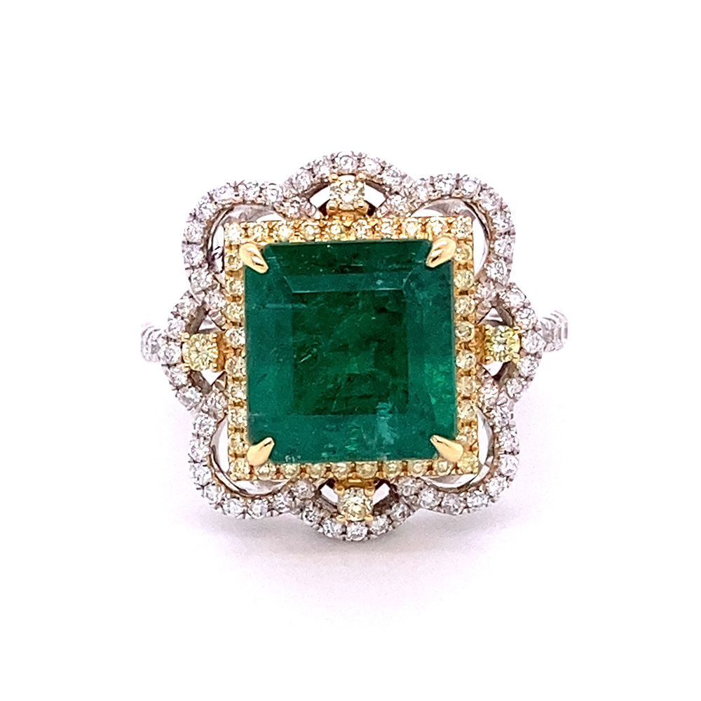 Emerald Ring in 18K Two Toned Gold