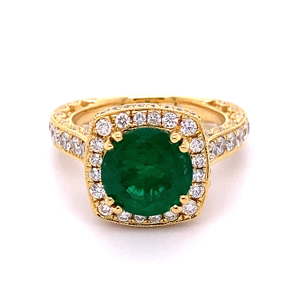 Emerald Ring in 18K Yellow Gold