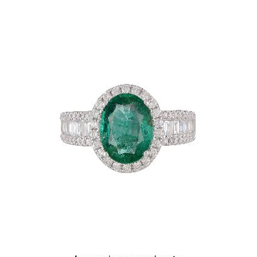 Emerald Ring in 14K White Gold