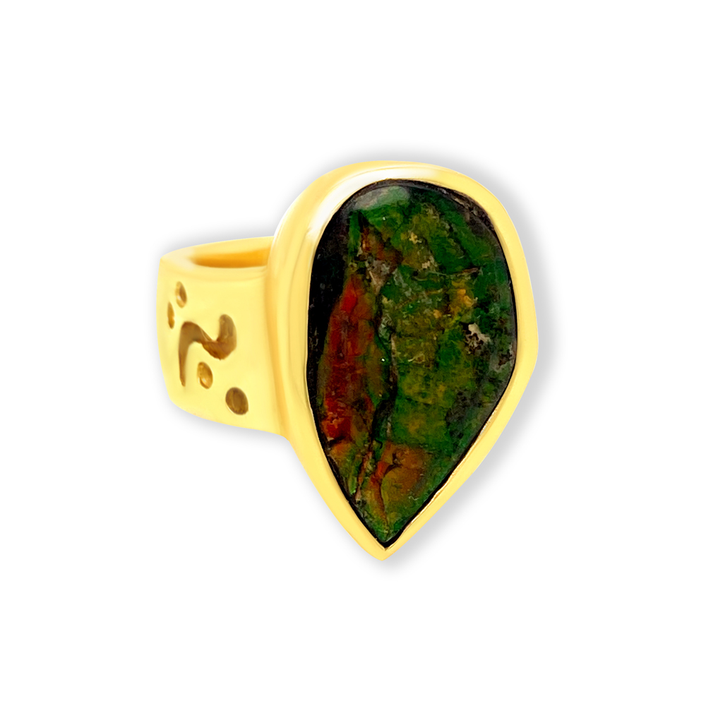 Ammolite Ring in 14K Yellow Gold