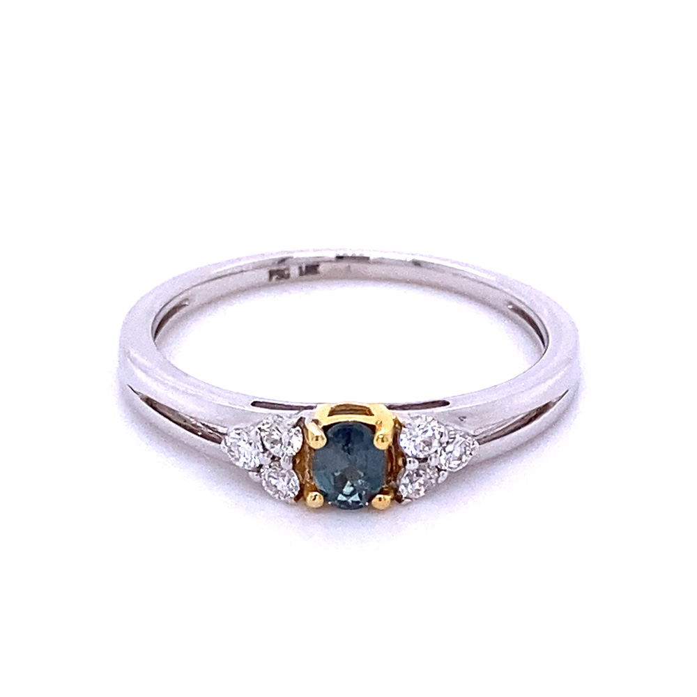 Alexandrite Ladies Ring in 18K Two Tone Gold