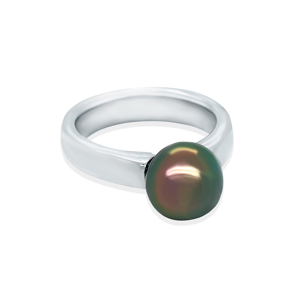 Tahitian Pearl Ring in 18K White Gold