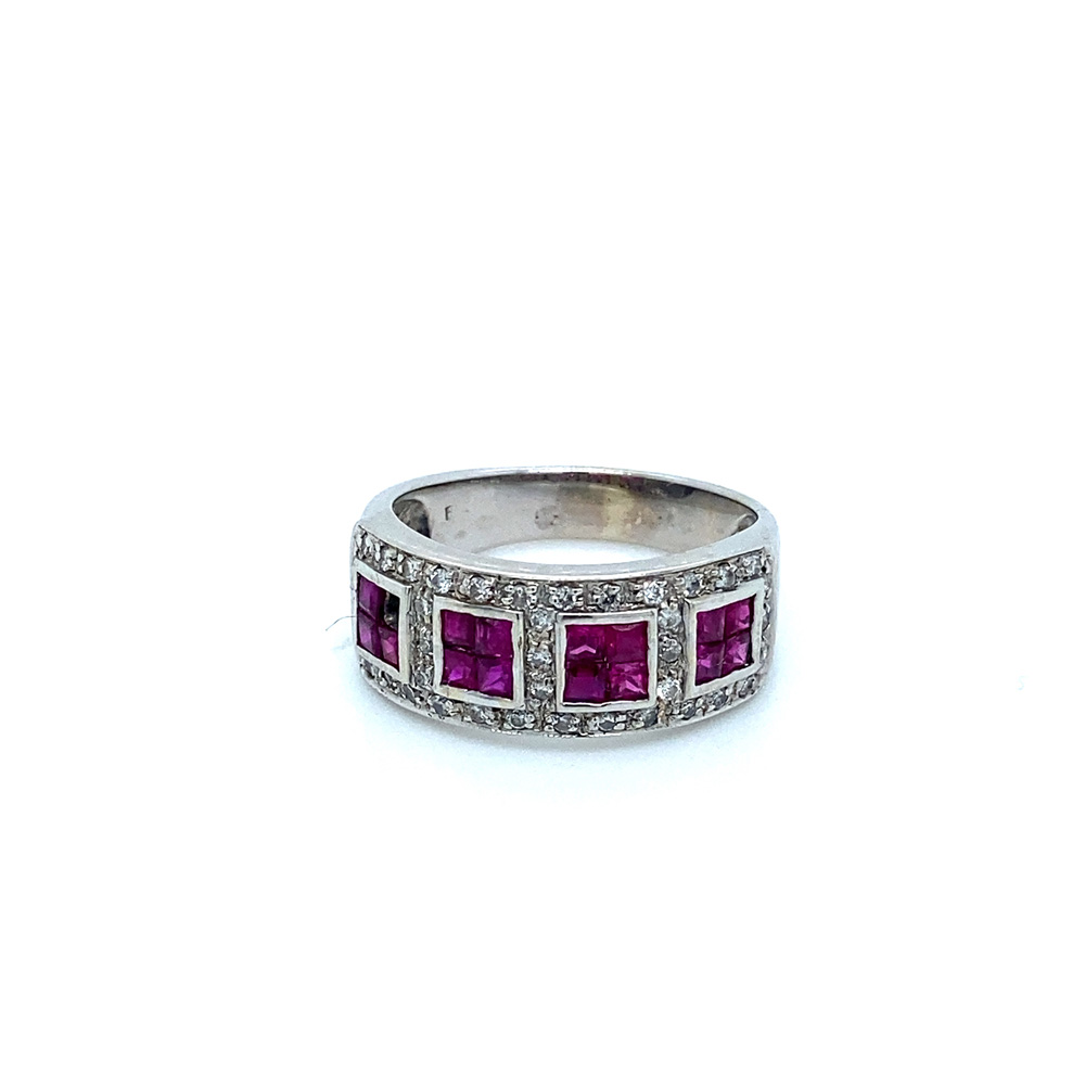 Ruby and Diamond Ring in 14K White Gold