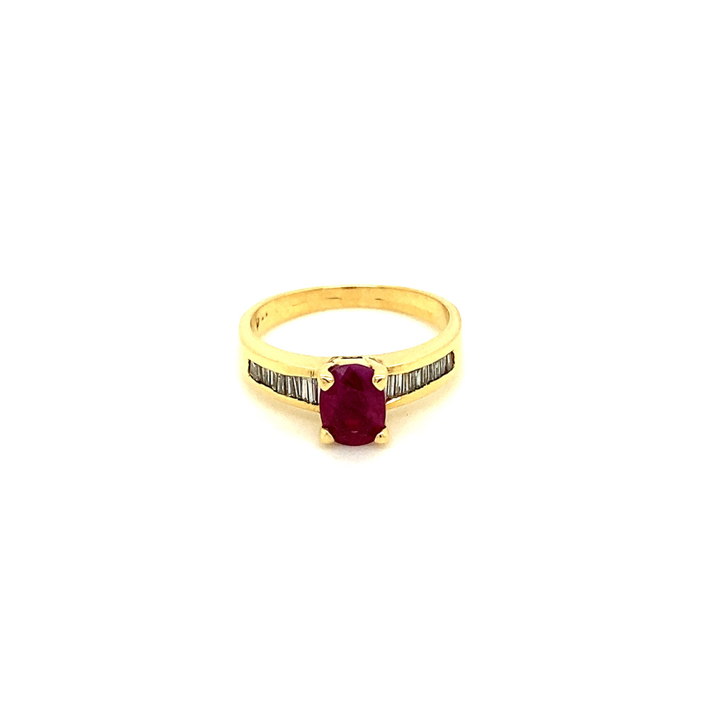 Ruby and Diamond Ladies Ring in 18K Yellow Gold