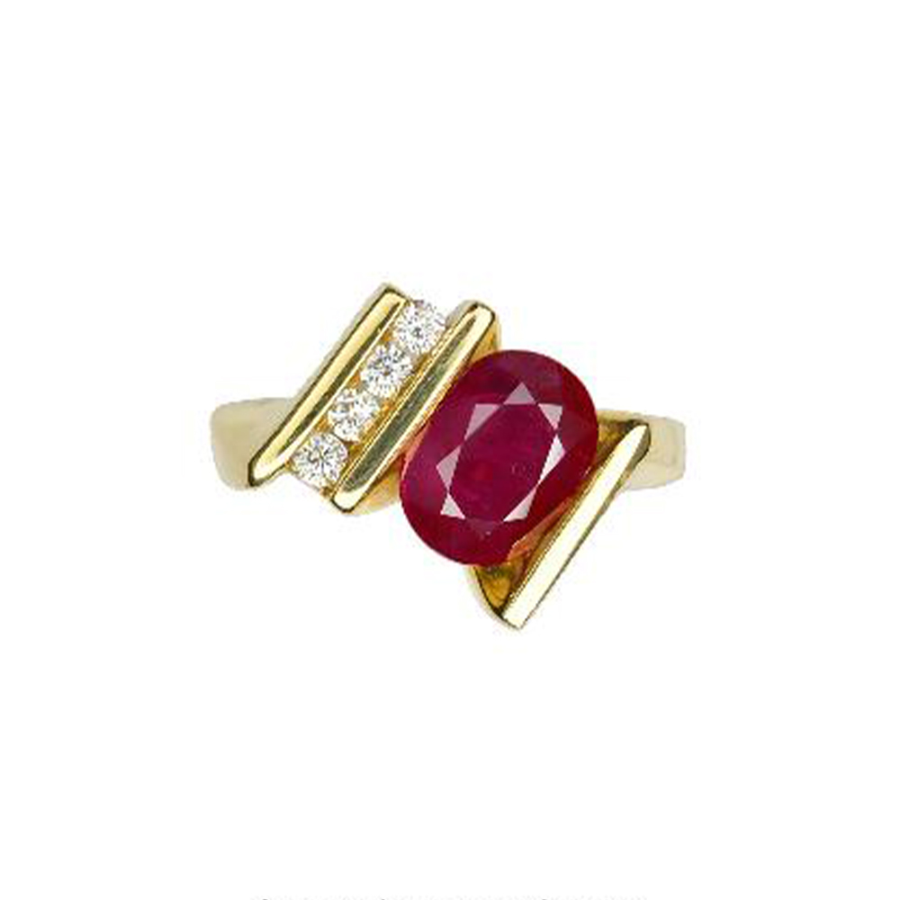 Ruby Ladies Ring in 18K Yellow Gold