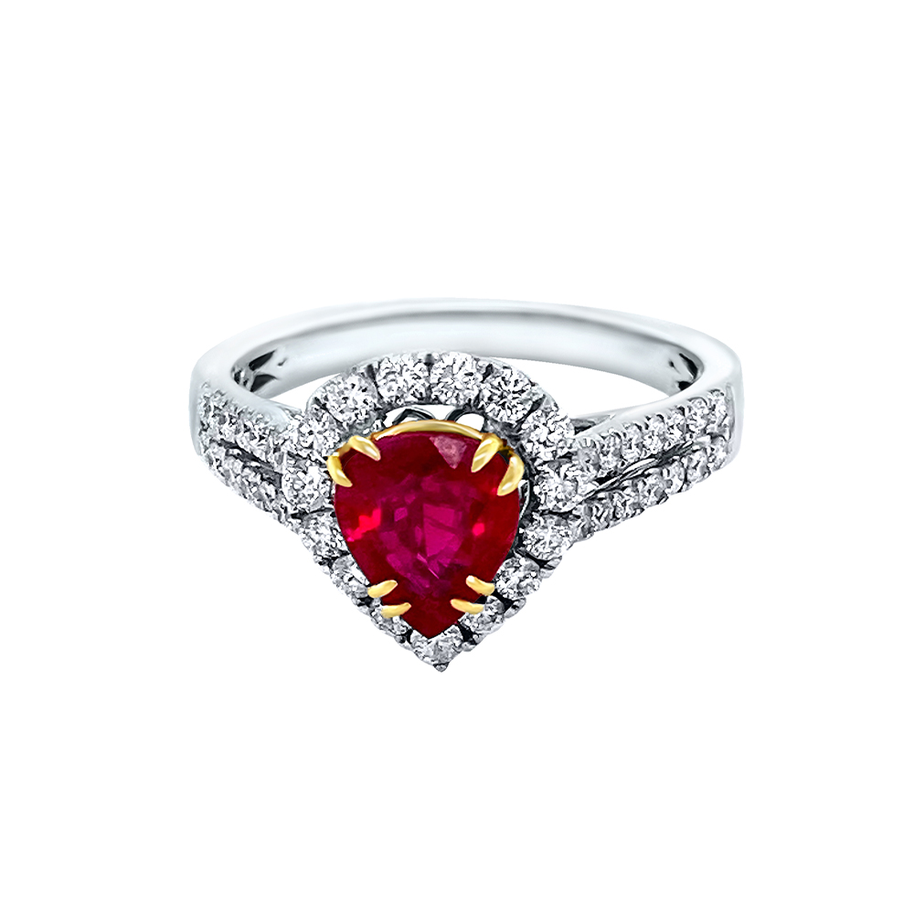 Ruby Ring in 14K Two Tone Gold