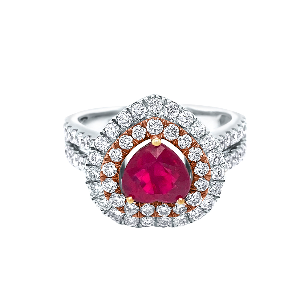 Ruby Ring in 14K Two Tone Gold