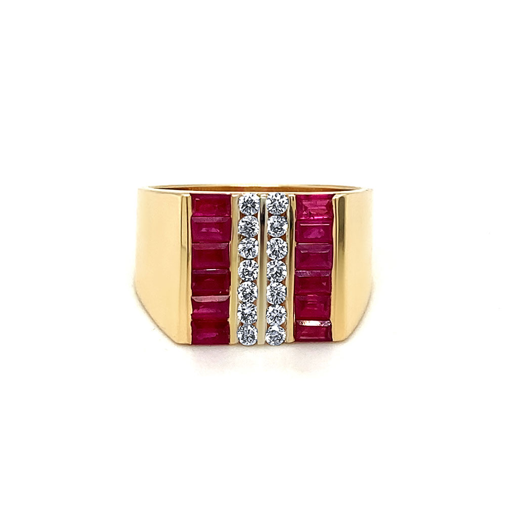 Ruby Mens Ring in 14K Yellow Gold