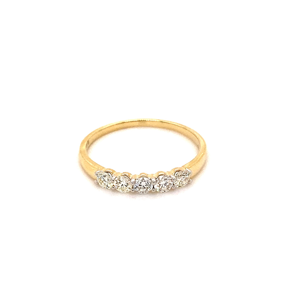 5 Stone Diamond Ladies Band Ring in 14K Yellow Gold