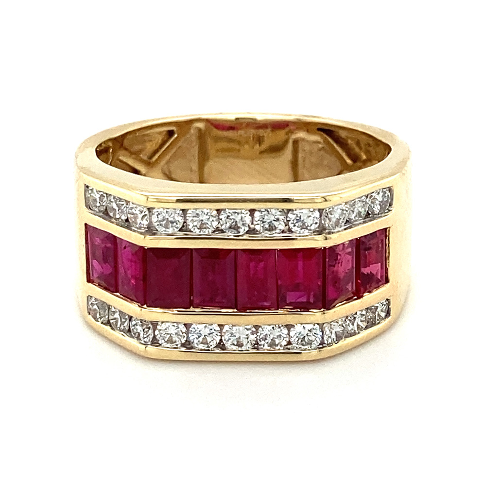 Ruby Mens Ring in 14K Yellow Gold