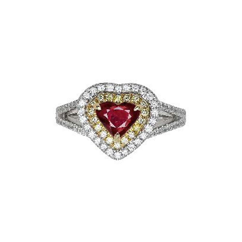 Madagascar - No Heat Ruby Ring in 18K Two Tone Gold