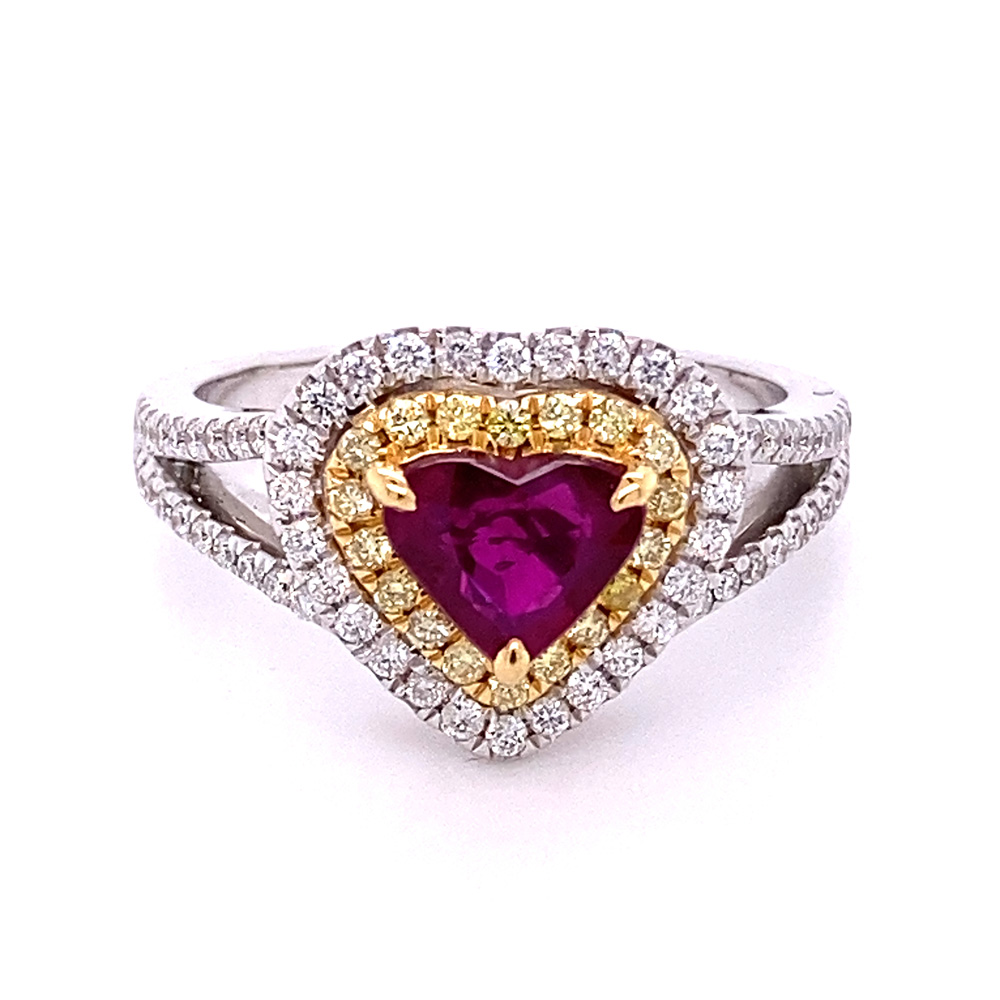 Madagascar - No Heat Ruby Ring in 18K Two Tone Gold