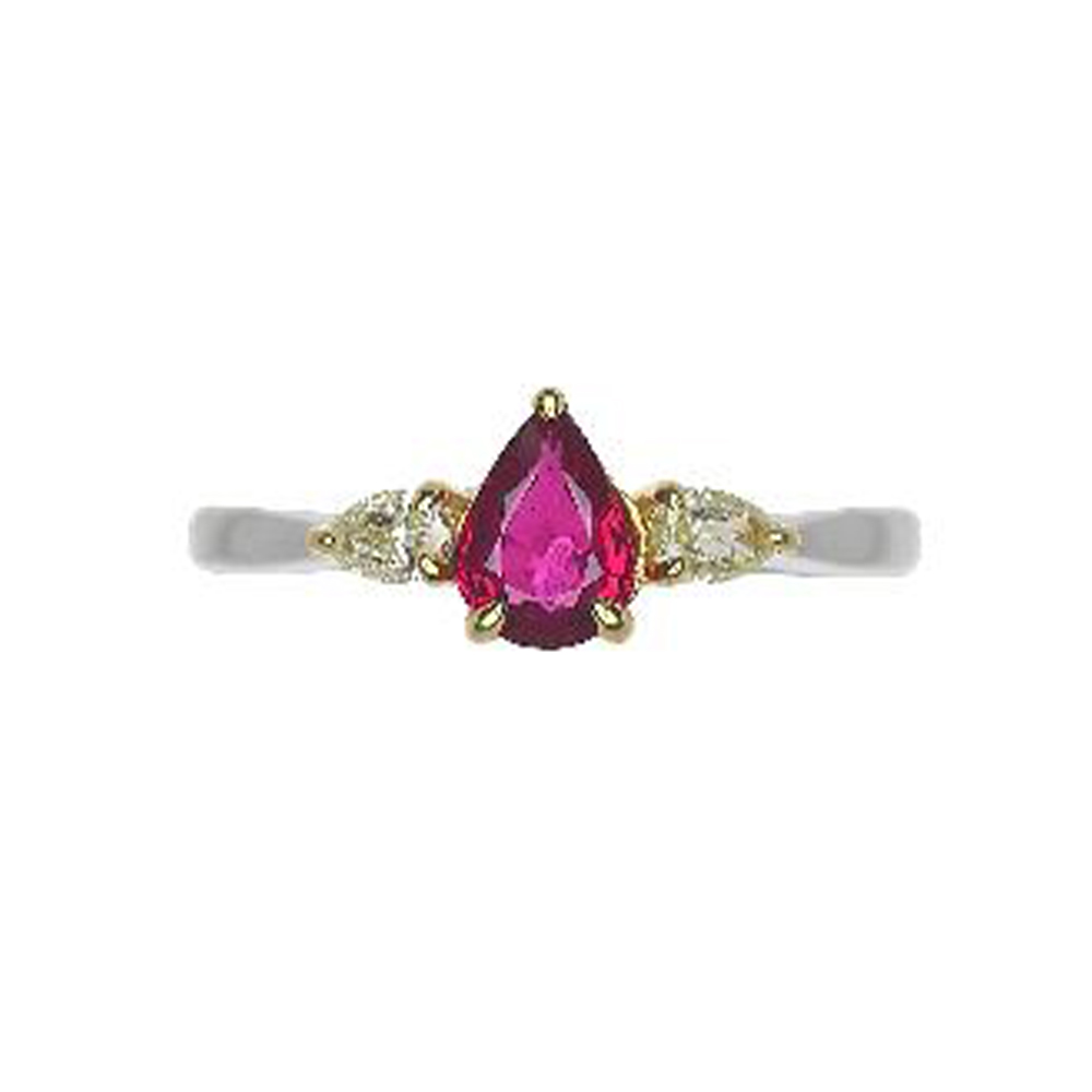Mozambique - No Heat Ruby Ring in 18K Two Tone Gold