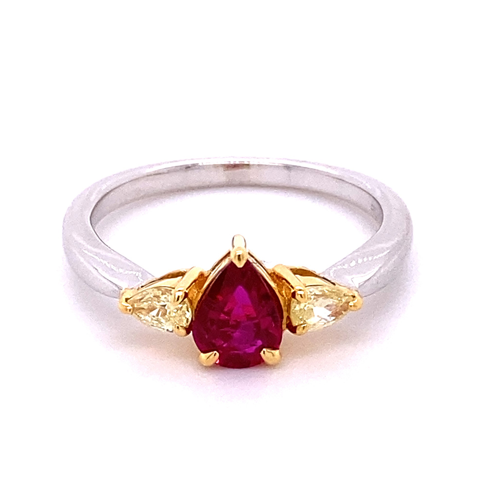 Mozambique - No Heat Ruby Ring in 18K Two Tone Gold
