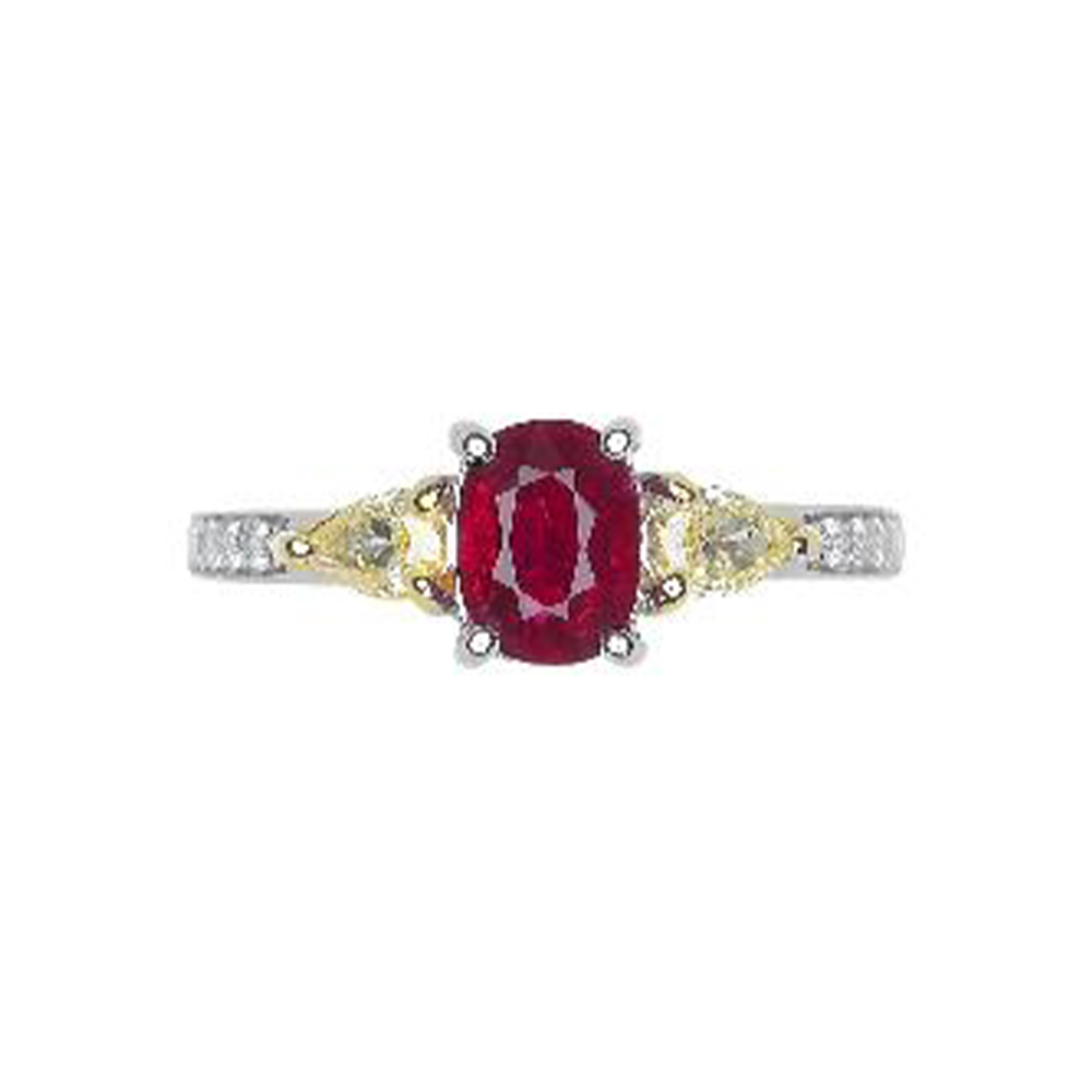 Mozambique Ruby Ring in 14K Two Tone Gold