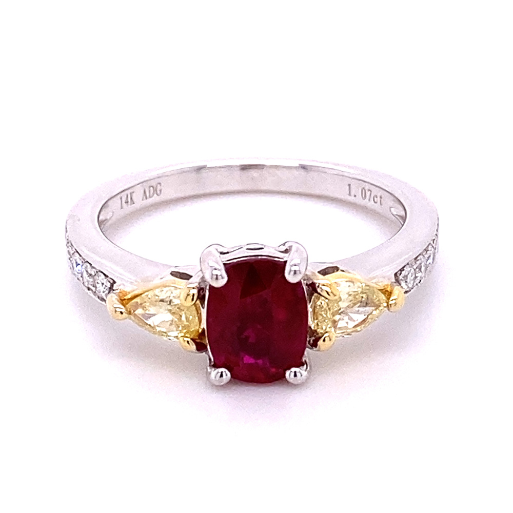 Mozambique Ruby Ring in 14K Two Tone Gold
