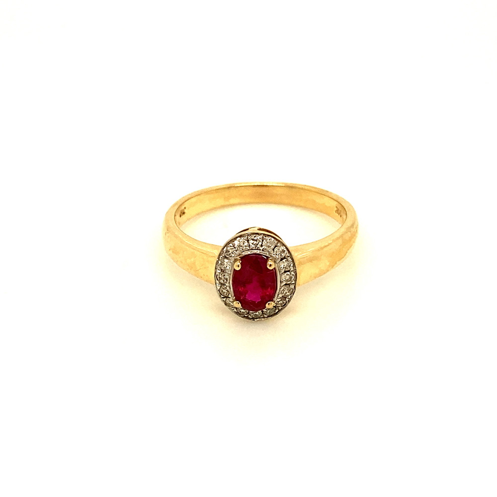 Ruby and Diamond Ladies Ring in 14K Yellow Gold
