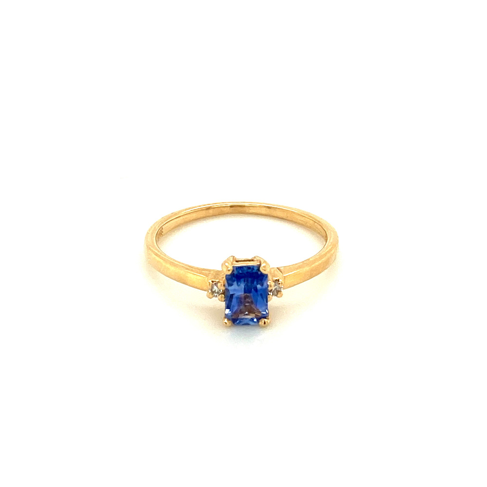 Blue Sapphire and Diamond Ring in 14K Yellow Gold