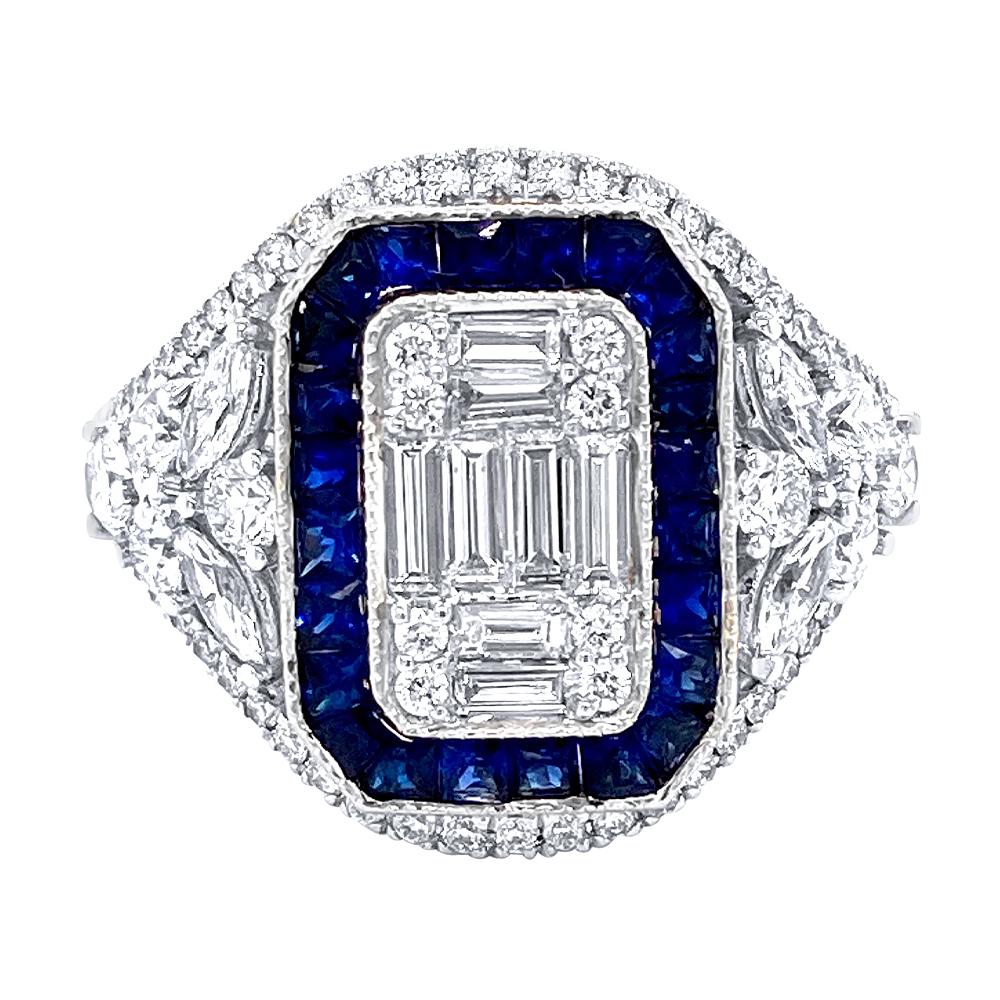 Blue Sapphire Ladies Ring in 18K White Gold