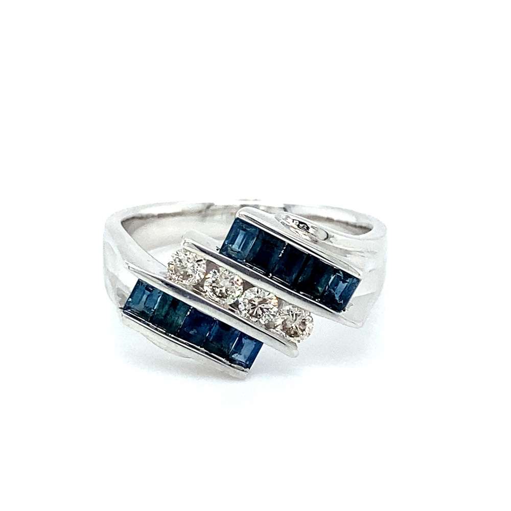 Blue Sapphire Ladies Ring in 14K White Gold