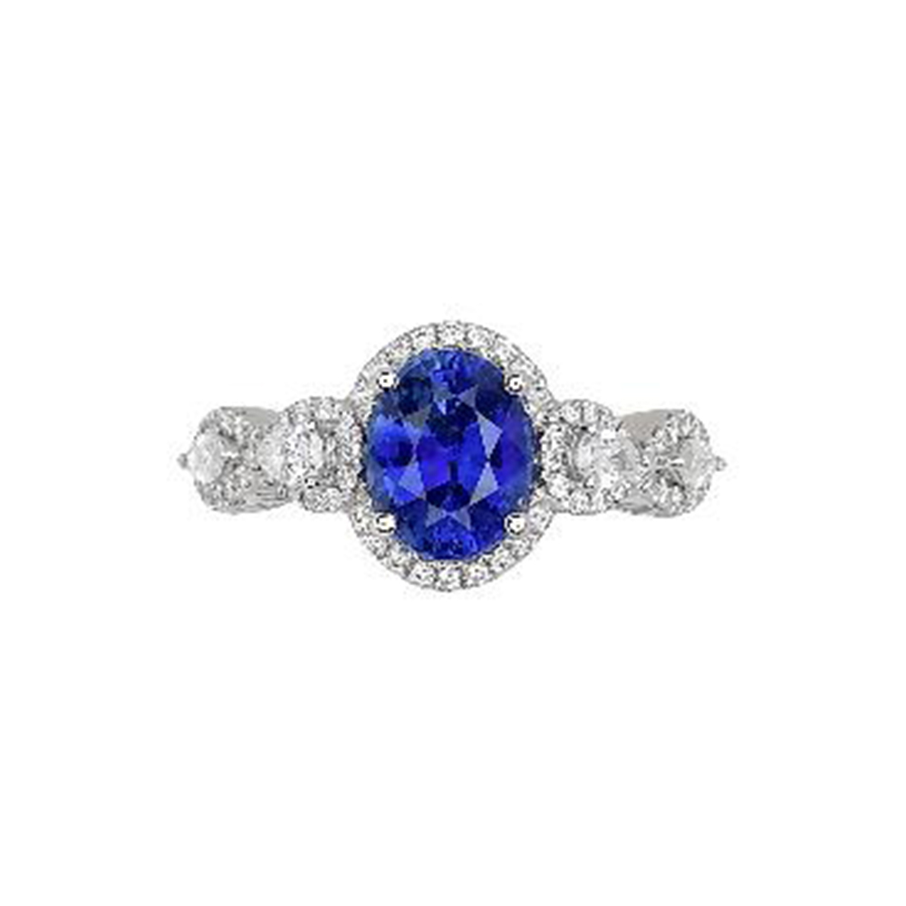 Ceylon Blue Sapphire Ring in 14K White Gold