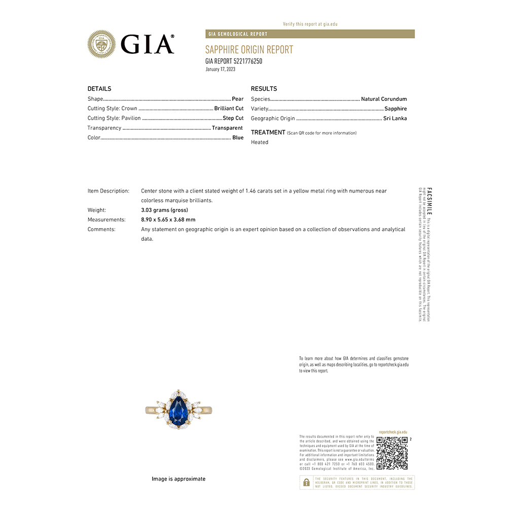 Ceylon Blue Sapphire Ring in 14K Yellow Gold