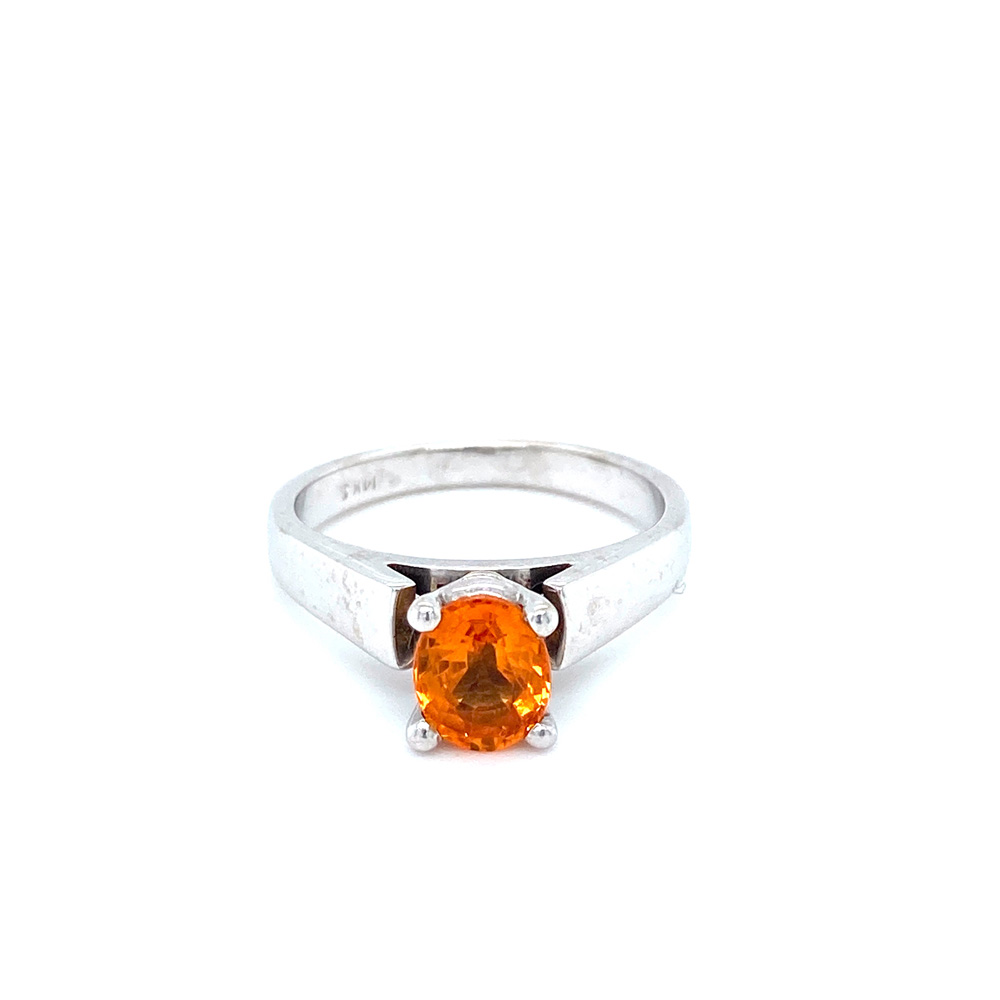 Yellow Sapphire Ladies Ring in 14K White Gold