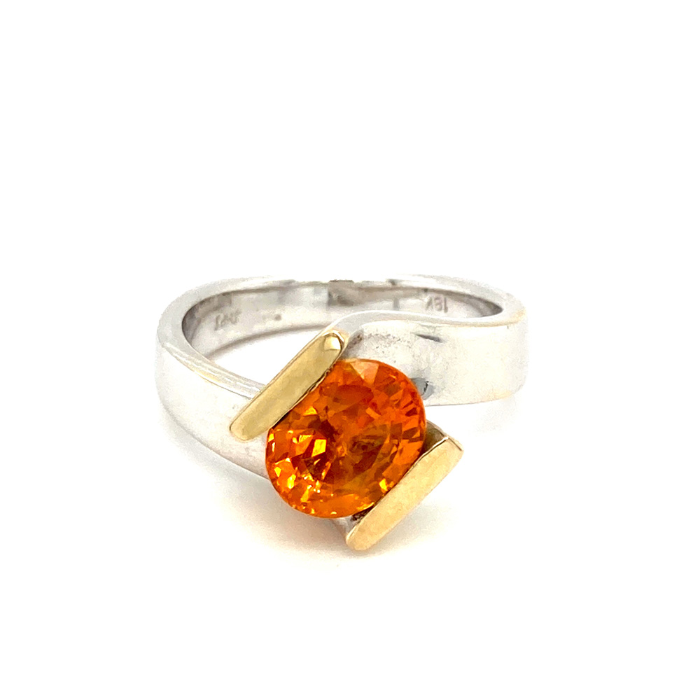 Yellow Sapphire Ladies Ring in 18K White Gold