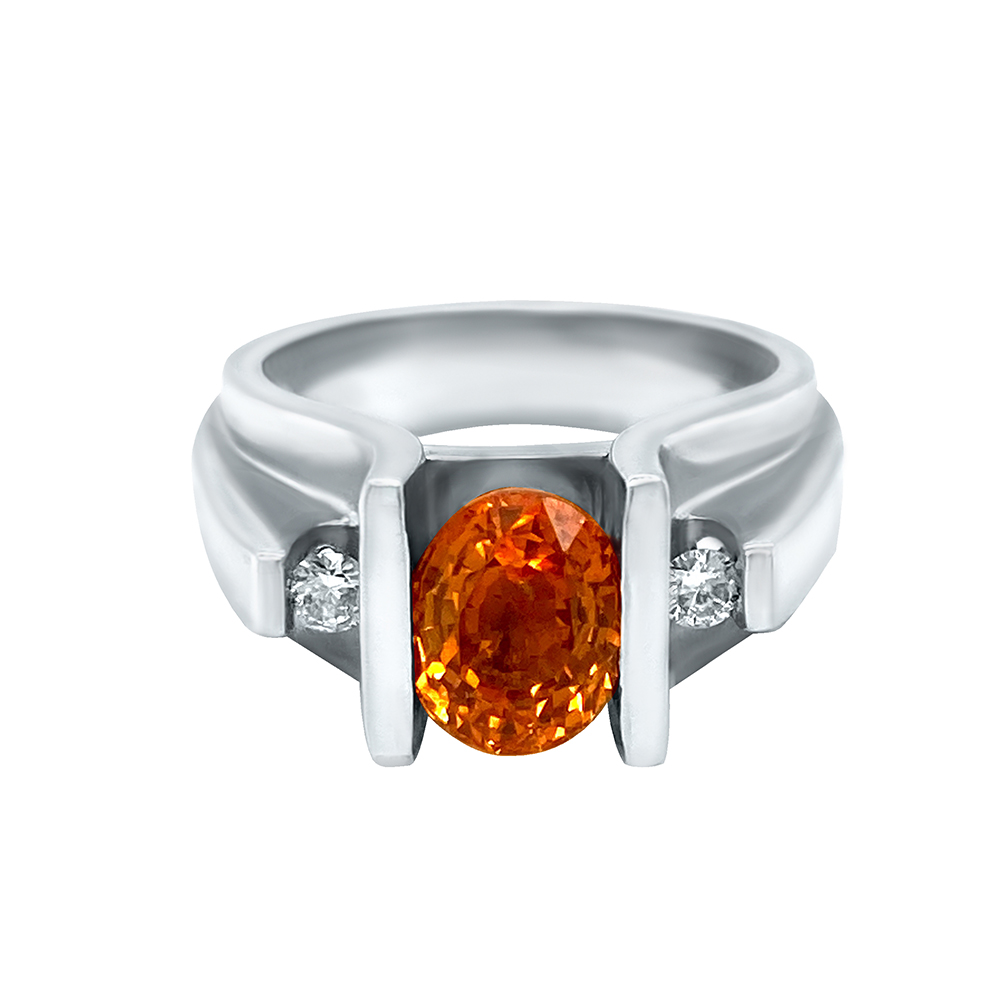 Yellow Sapphire Ladies Ring in 18K White Gold