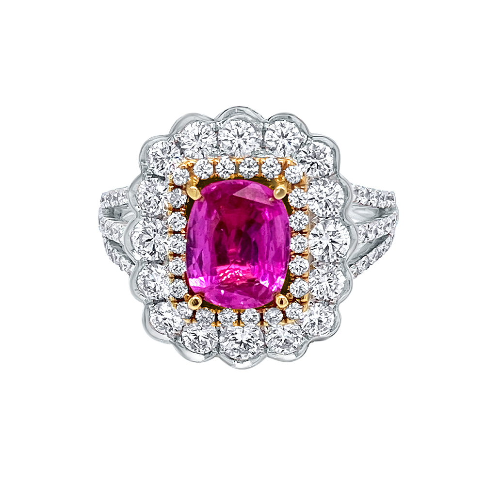 Pink Sapphire Ring in 18K Two Tone Gold