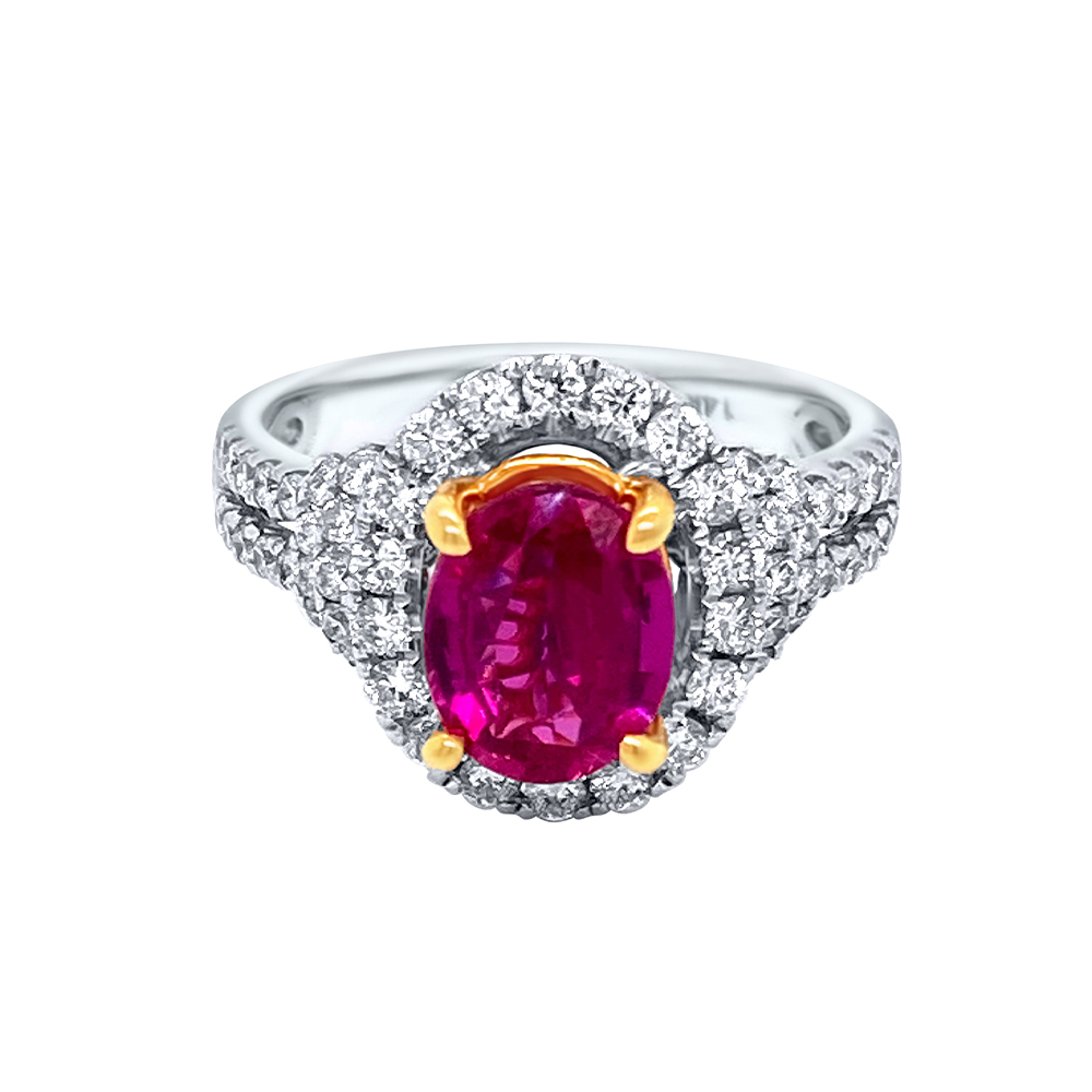 Pink Sapphire Ring in 14K Two Tone Gold