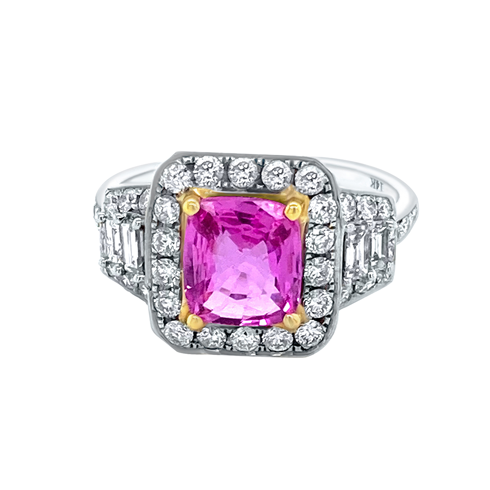 Pink Sapphire Ladies Ring in 14K Two Tone Gold