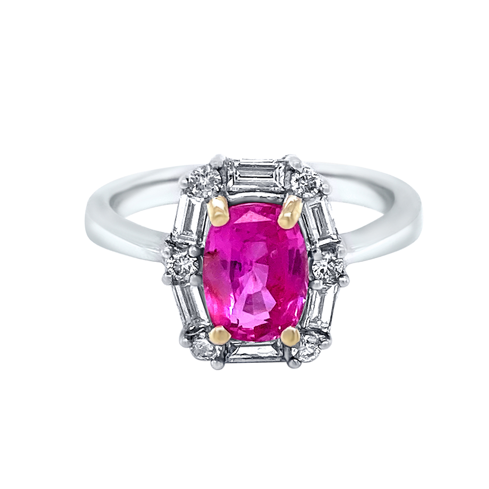 Pink Sapphire Ladies Ring in 14K White Gold