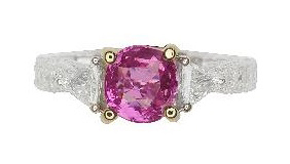 Pink Sapphire Ladies Ring in 18K White Gold