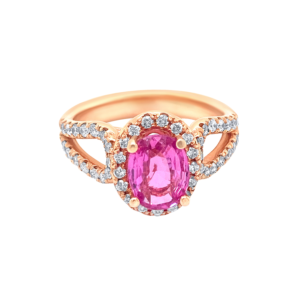 Pink Sapphire Ring in 14K Rose Gold