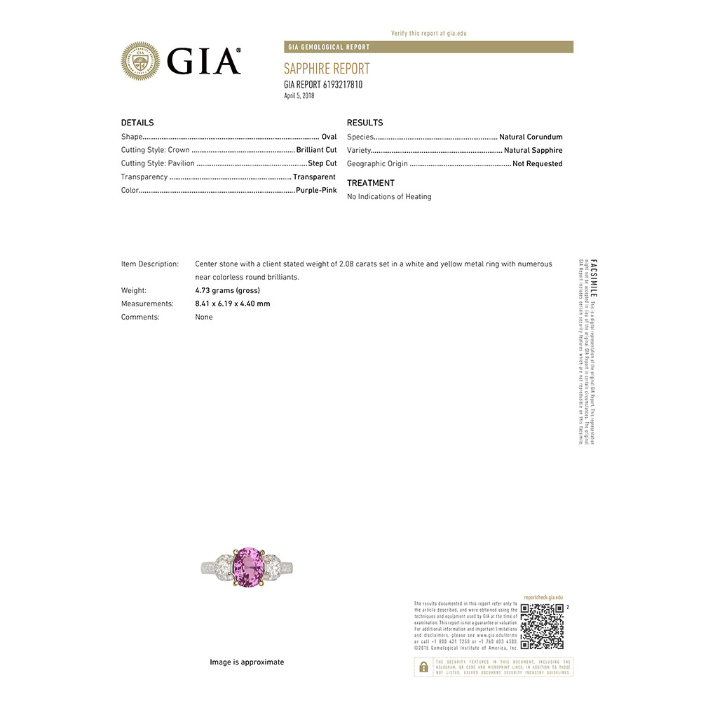 Pink Sapphire Ladies Ring in 18K White Gold
