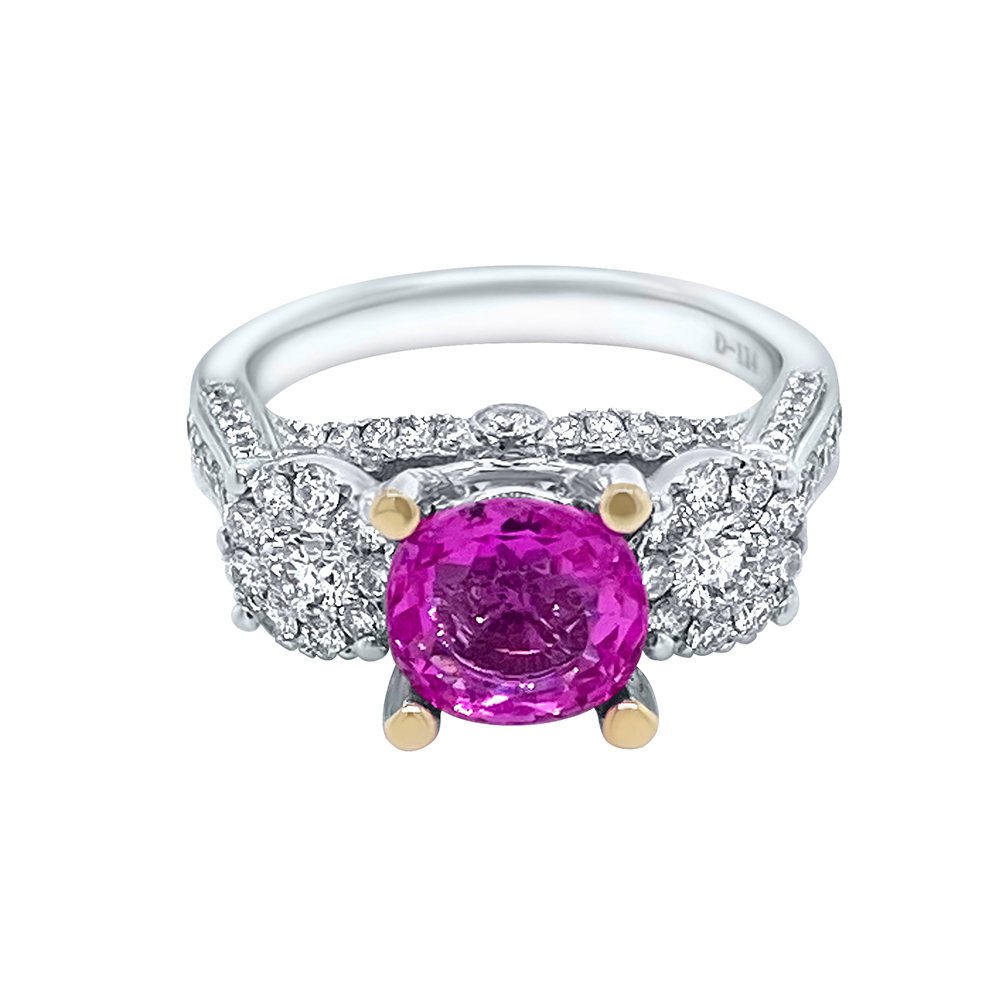 Pink Sapphire Ring in 18K White Gold