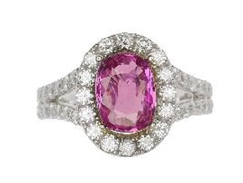 Pink Sapphire Ladies Ring in 14K White Gold