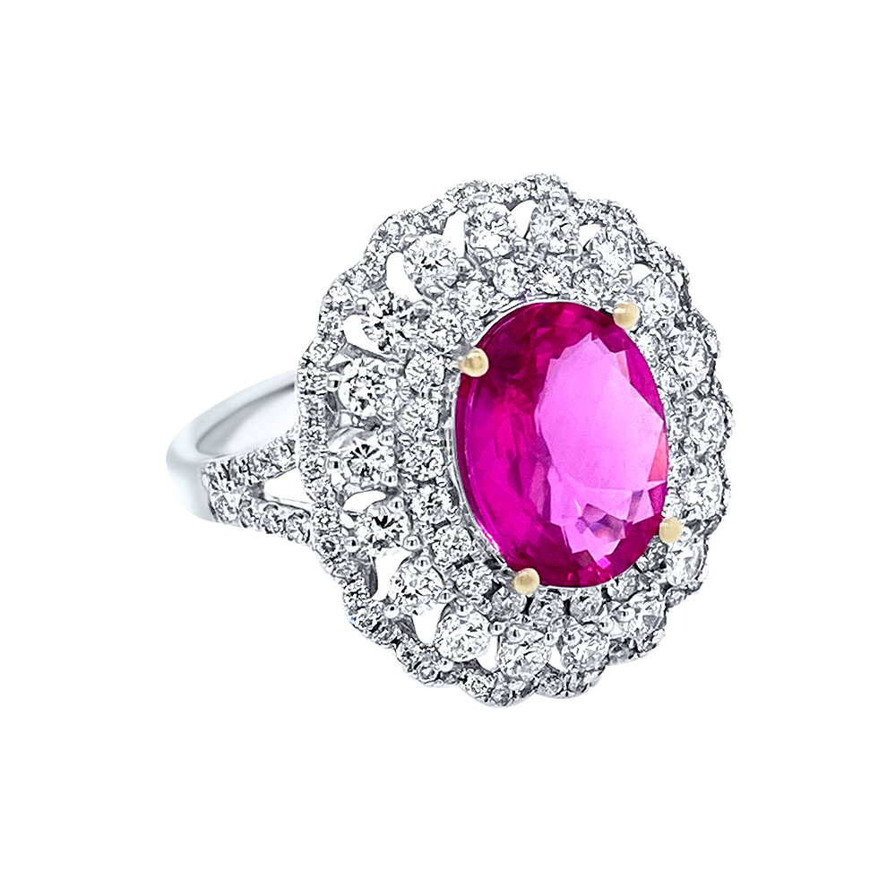 Pink Sapphire Ring in 18K White Gold