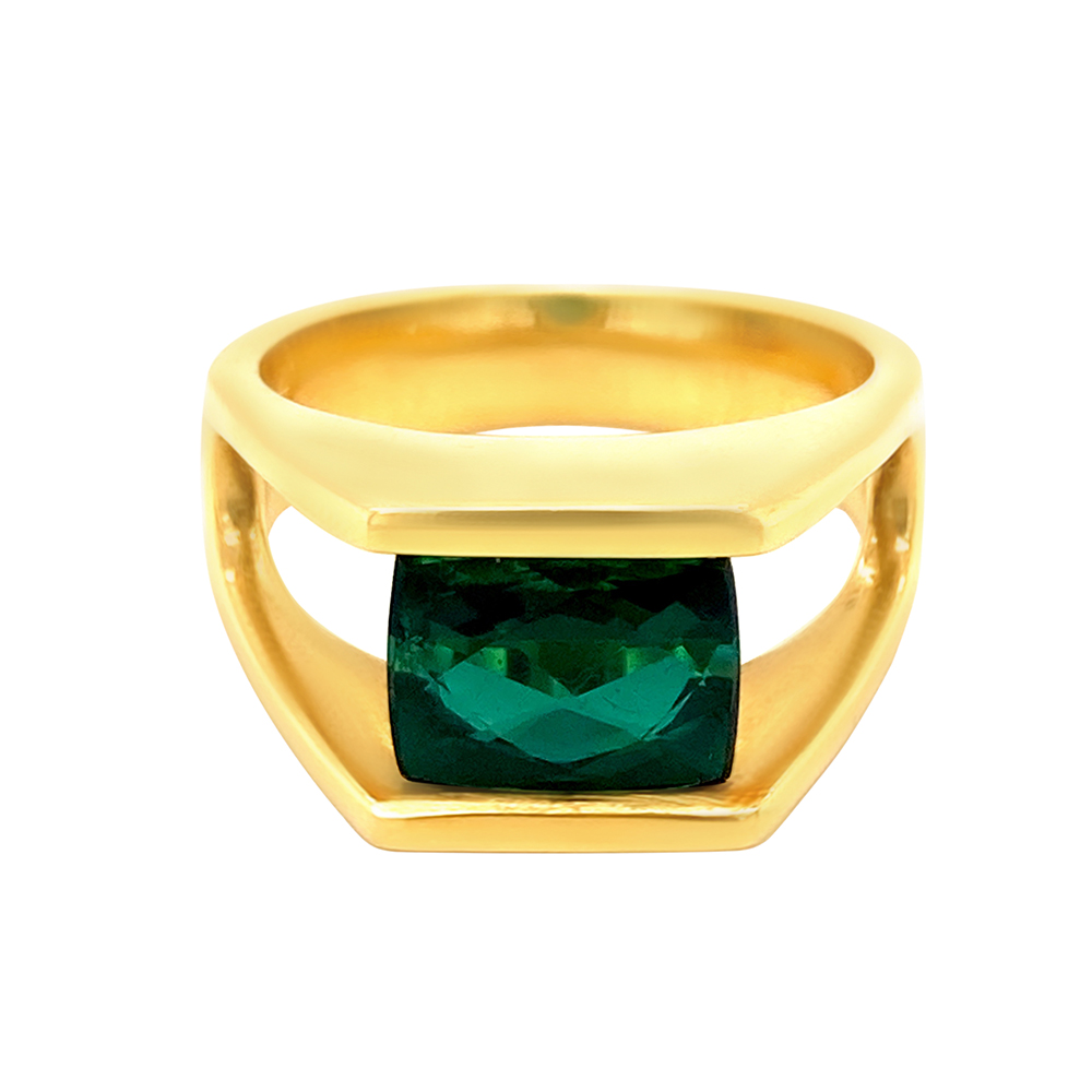 Green Tourmaline Ladies Ring in 18K Yellow Gold