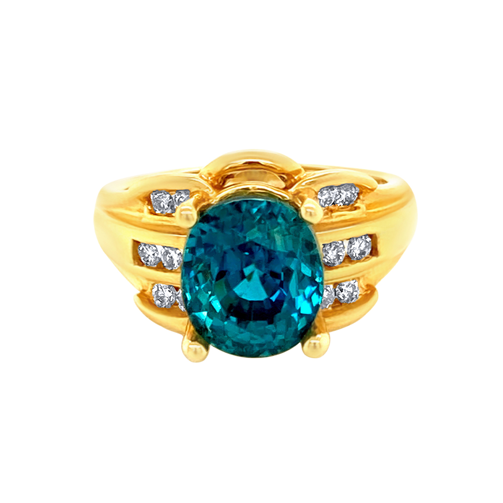 Blue Zircon Ring in 14K Yellow Gold
