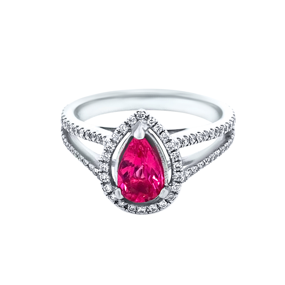 Pink Spinel Ring in 14K White Gold